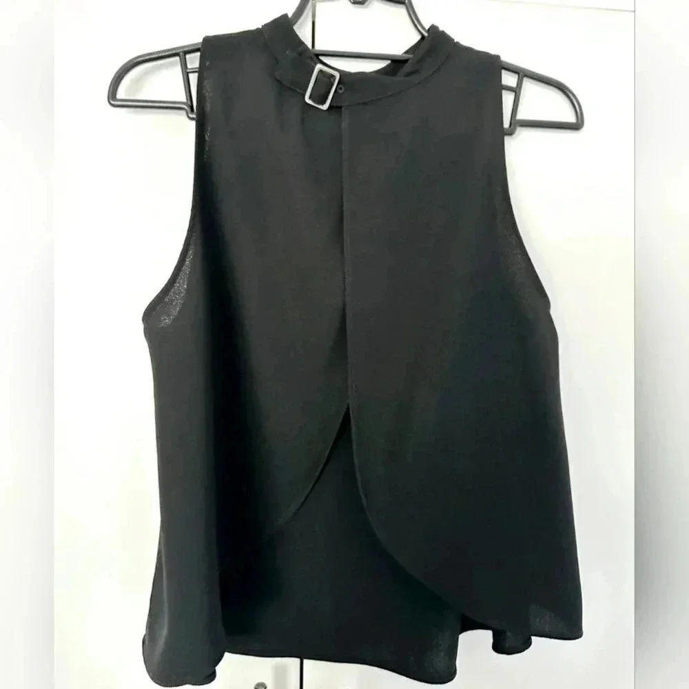 ZARA Sleeveless Chiffon Blouse Open Back Color: Black Size: Small - Picture 2 of 4